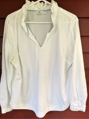 Vineyard Vines White Blouse with Pink Whale Logo
